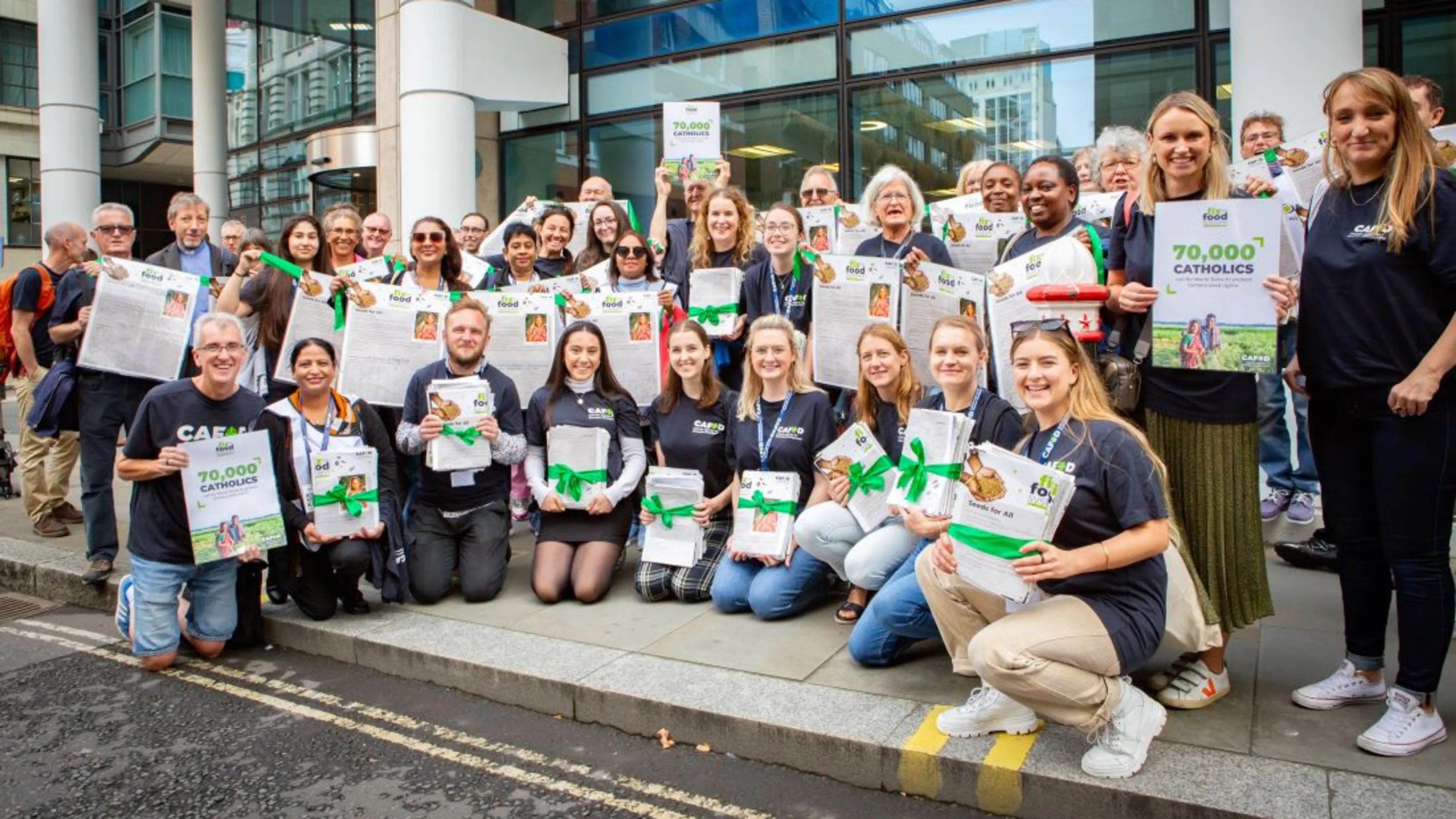 CAFOD campaigners deliver Salina's letter to the World Bank