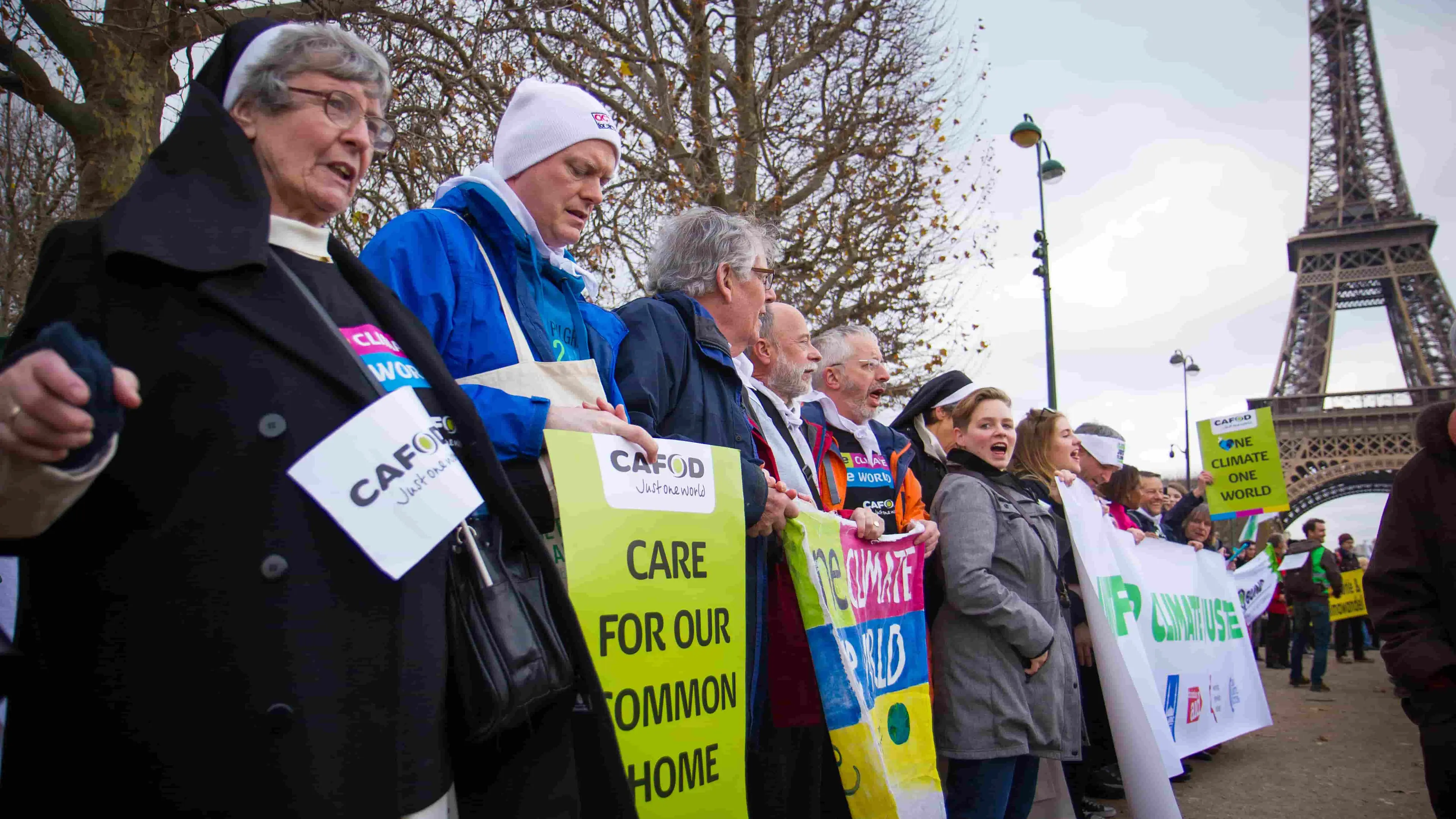 Europe - France - CAFOD supporters protesting in Paris for COP21
