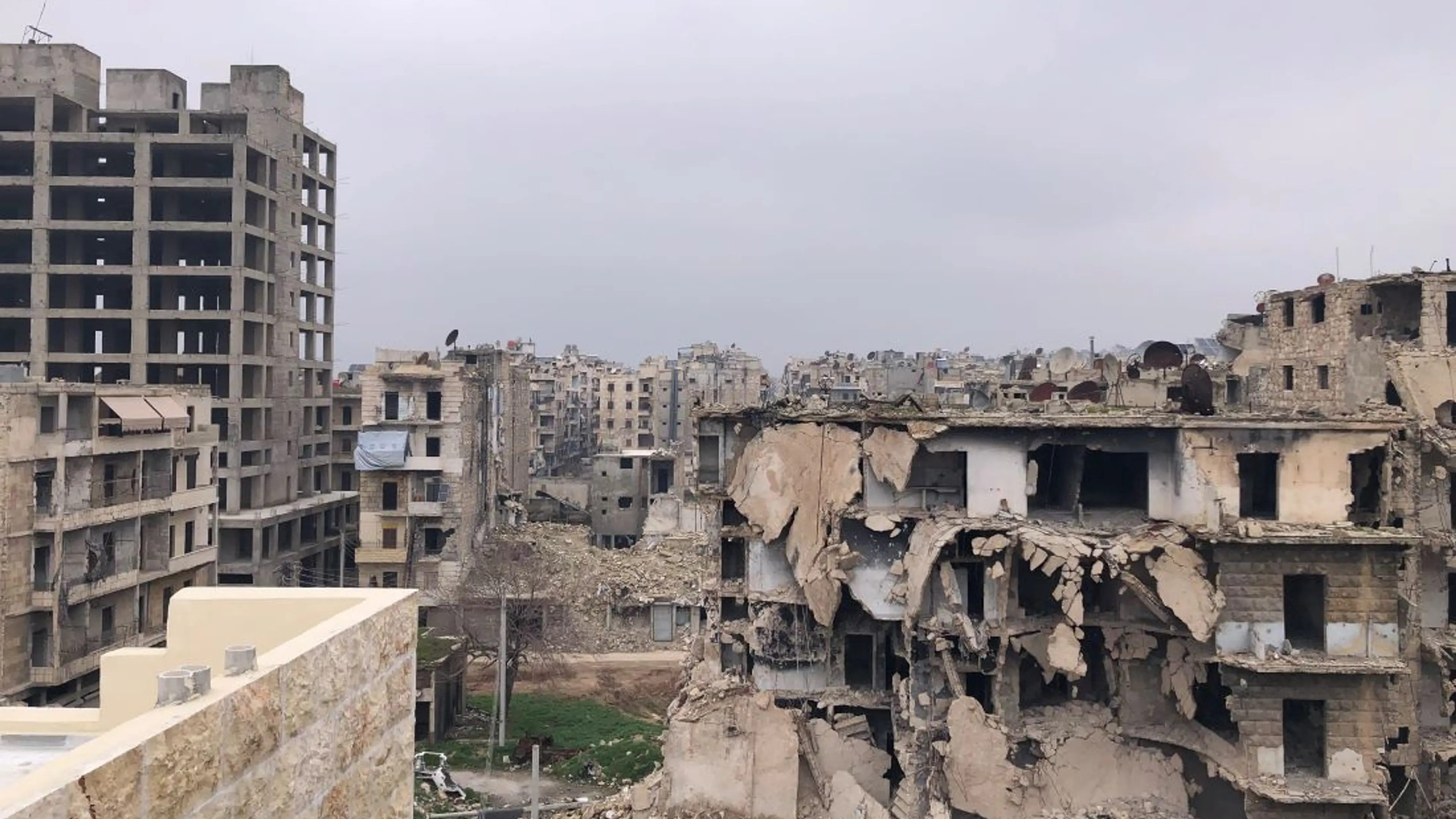 Destruction of homes from conflict in Aleppo, Syria