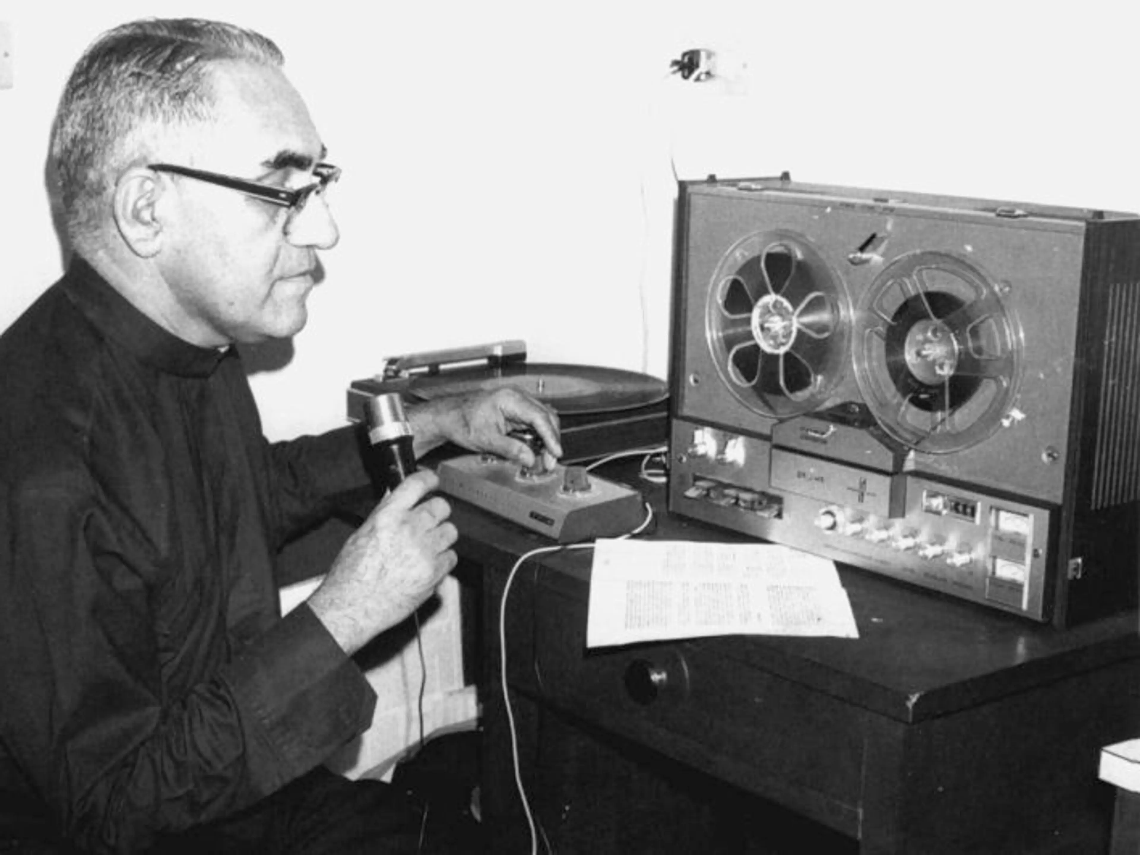 Oscar Romero at his radio station